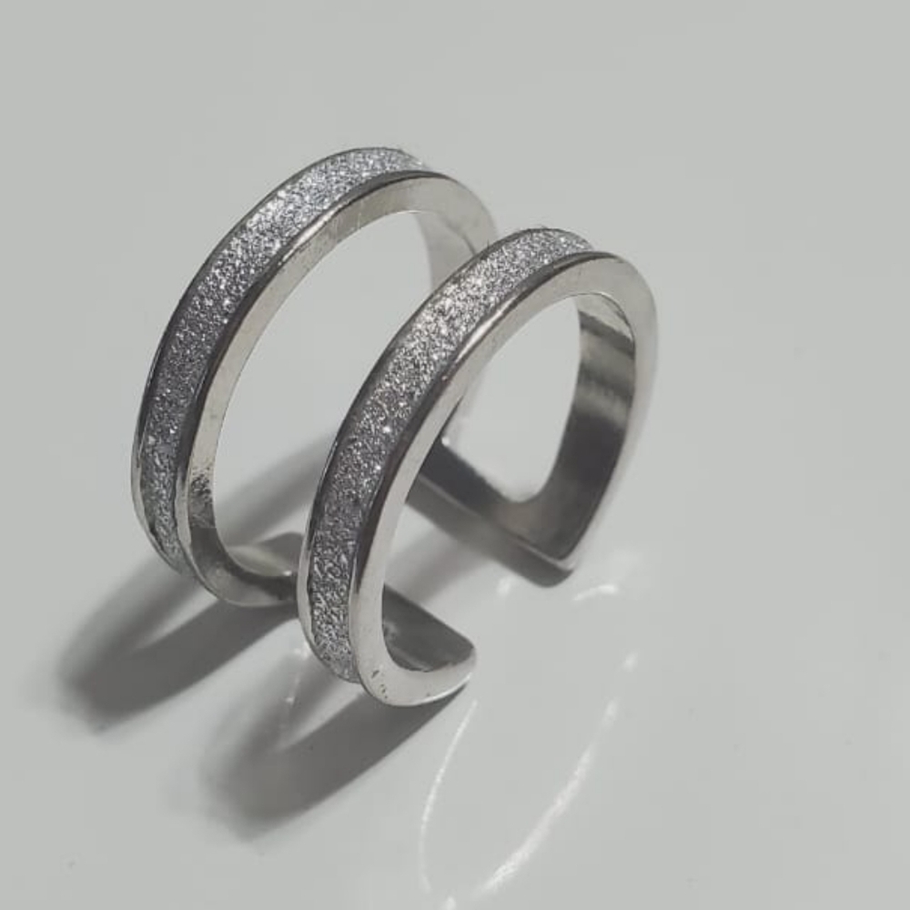 Zircon Double Layer Open Rings For Women Gold Plated Adjustable Silver Color. 🌴